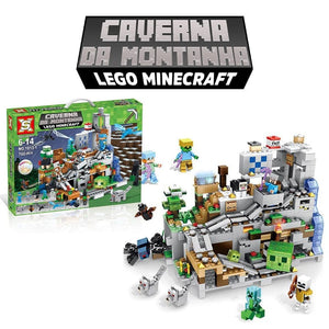 Bloco de Montar Minecraft  Estilo LEGO - Modelo Caverna da Montanha